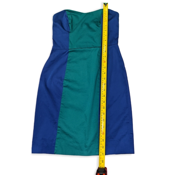 French Connection Colour Block Green Purple/Blue Strapless Mini Dress US 6 - Picture 6 of 15